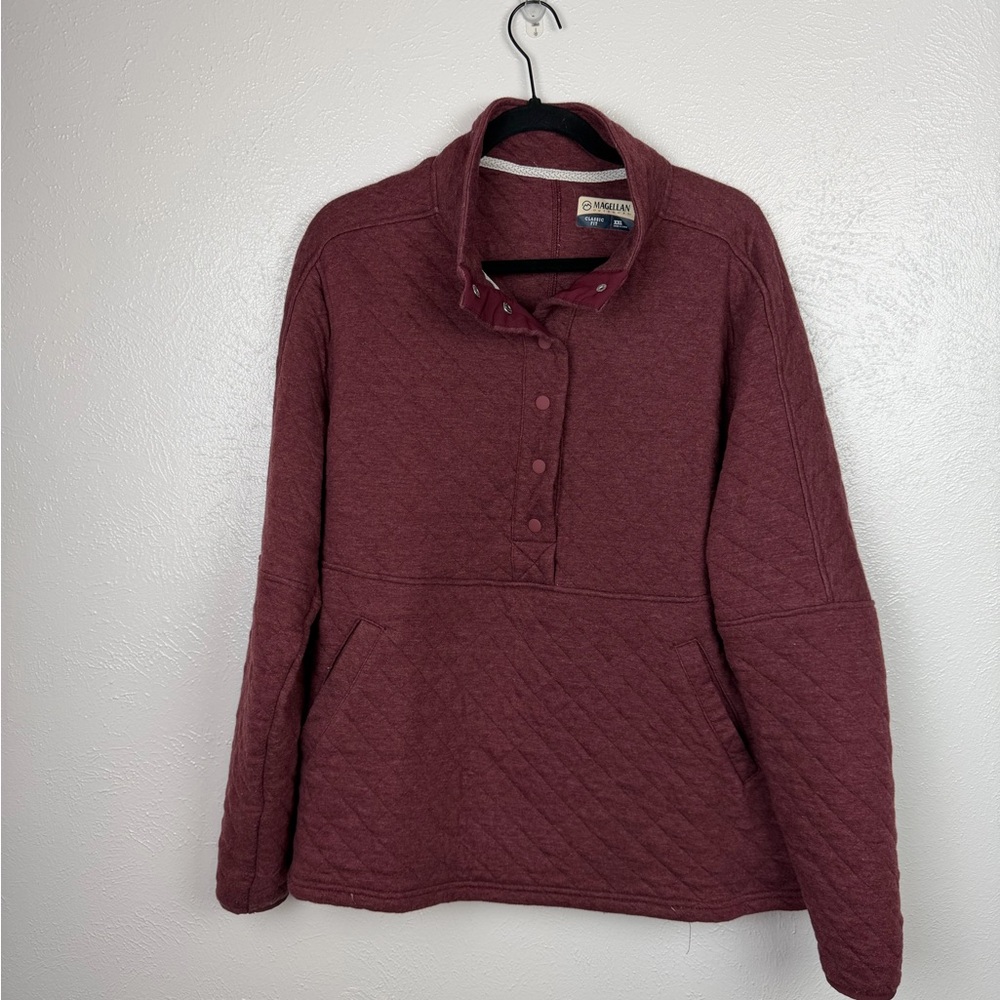 Magellan Outdoors Quilted Pullover Hoodie - Burgundy